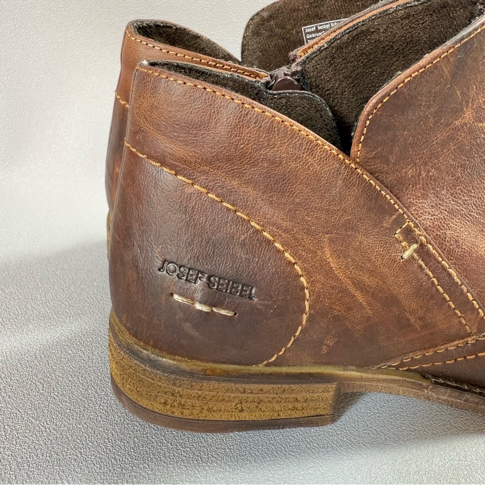 Josef Seibel Sienna 81 Distressed Brown Leather Zip Up Ankle Boots EU39 - Picture 9 of 15